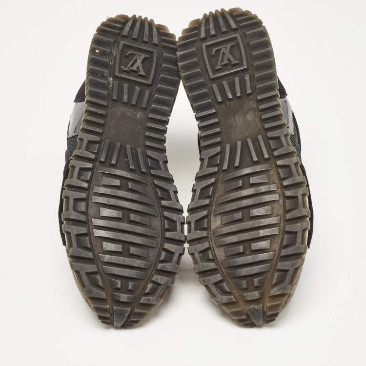 Pre Owned Louis Vuitton Black/Brown Mesh and Monogram Canvas Run Away Sneakers Size 40