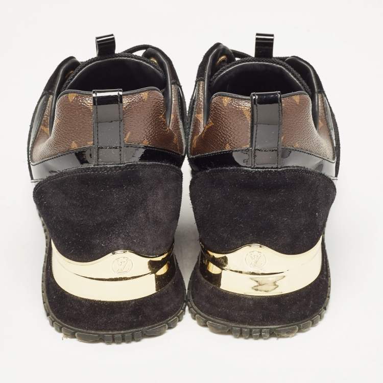 Pre Owned Louis Vuitton Black/Brown Mesh and Monogram Canvas Run Away Sneakers Size 40