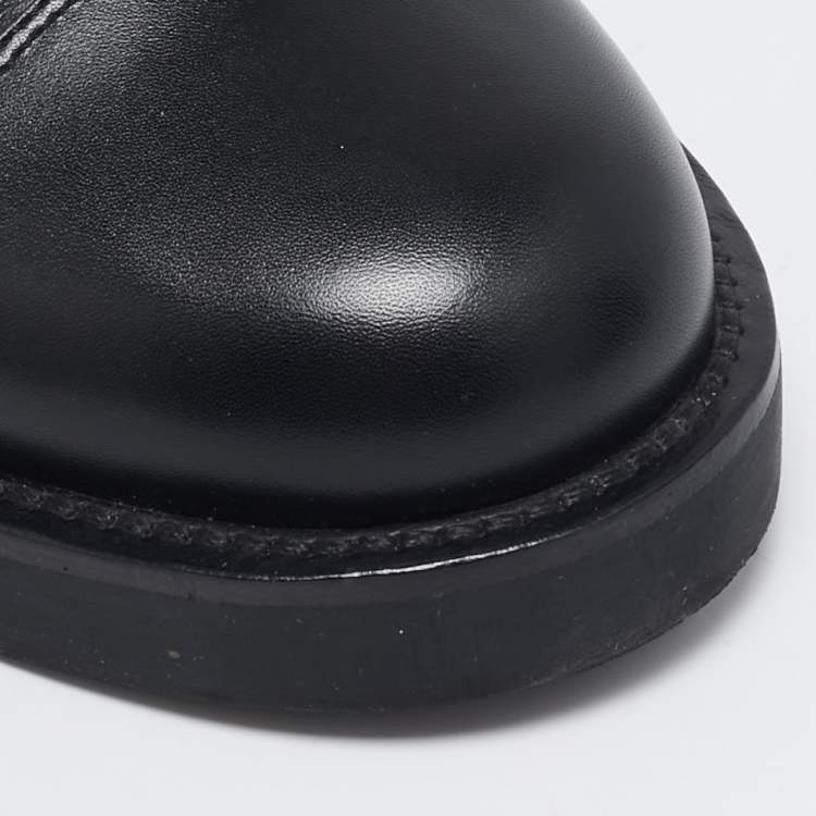 Pre Owned Louis Vuitton Black Leather Ranger Boots Size 37.5
