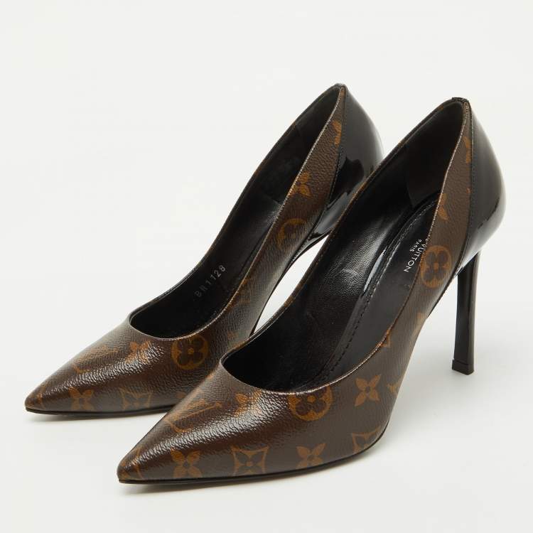 Pre Owned Louis Vuitton Monogram Canvas and Patent Leather Cherie Pumps Size 37.5 