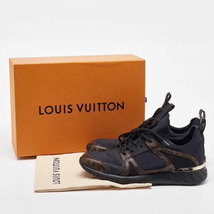 Pre Owned Louis Vuitton Black/Brown Fabric And Monogram Canvas Aftergame Sneakers Size 39.5