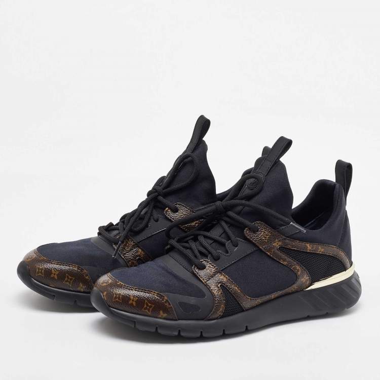 Pre Owned Louis Vuitton Black/Brown Fabric And Monogram Canvas Aftergame Sneakers Size 39.5