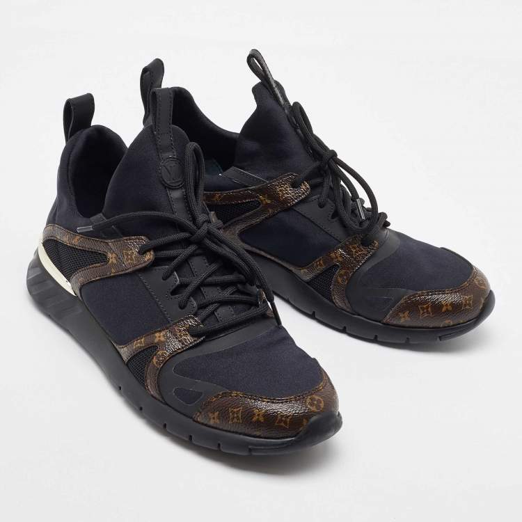 Pre Owned Louis Vuitton Black/Brown Fabric And Monogram Canvas Aftergame Sneakers Size 39.5