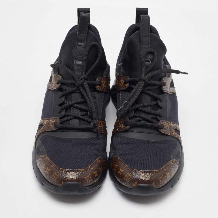 Pre Owned Louis Vuitton Black/Brown Fabric And Monogram Canvas Aftergame Sneakers Size 39.5