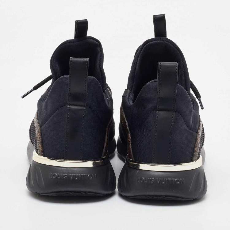 Pre Owned Louis Vuitton Black/Brown Fabric And Monogram Canvas Aftergame Sneakers Size 39.5