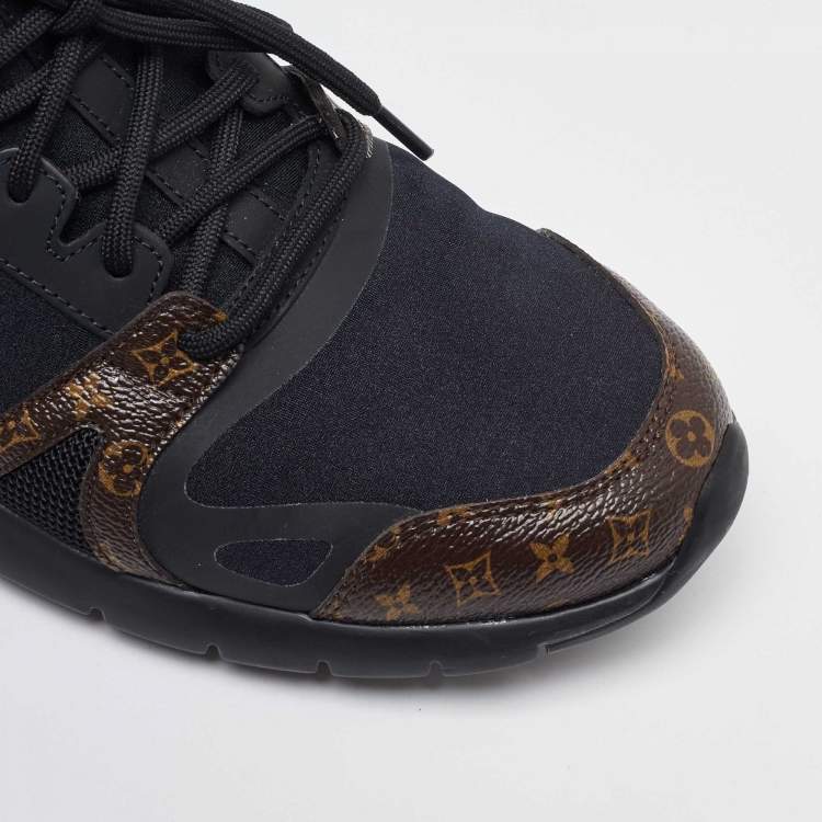 Pre Owned Louis Vuitton Black/Brown Fabric And Monogram Canvas Aftergame Sneakers Size 39.5