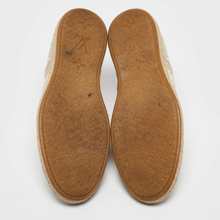 Pre Owned Louis Vuitton Beige Monogram Canvas Laceless Espadrille Sneakers Size 37.5