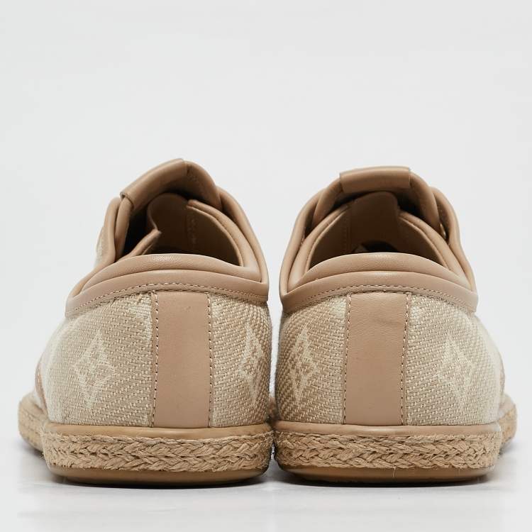 Pre Owned Louis Vuitton Beige Monogram Canvas Laceless Espadrille Sneakers Size 37.5