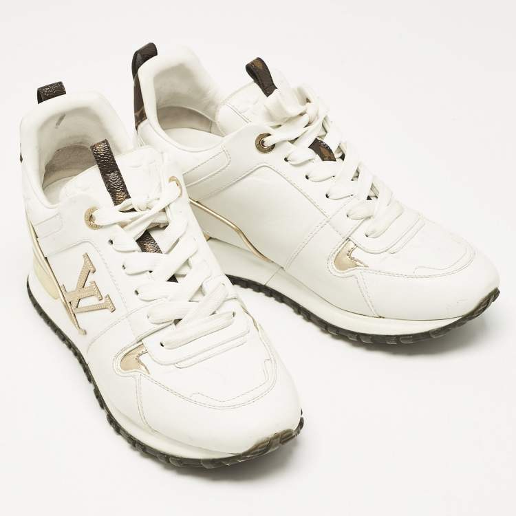Pre Owned Louis Vuitton White Leather Run Away Sneakers Size 38