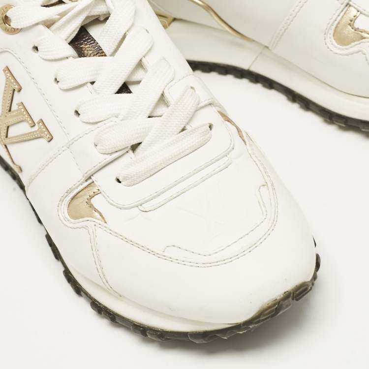 Pre Owned Louis Vuitton White Leather Run Away Sneakers Size 38