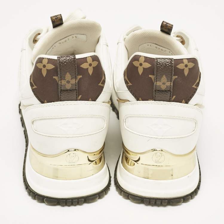 Pre Owned Louis Vuitton White Leather Run Away Sneakers Size 38