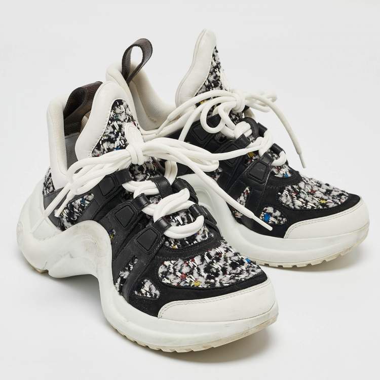 Pre Owned Louis Vuitton Multicolor Tweed and Leather Archlight Sneakers Size 35..5