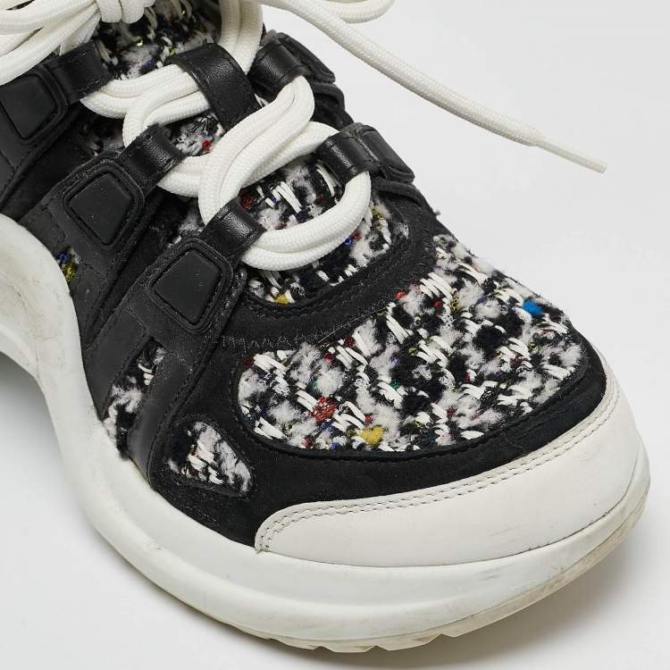 Pre Owned Louis Vuitton Multicolor Tweed and Leather Archlight Sneakers Size 35..5