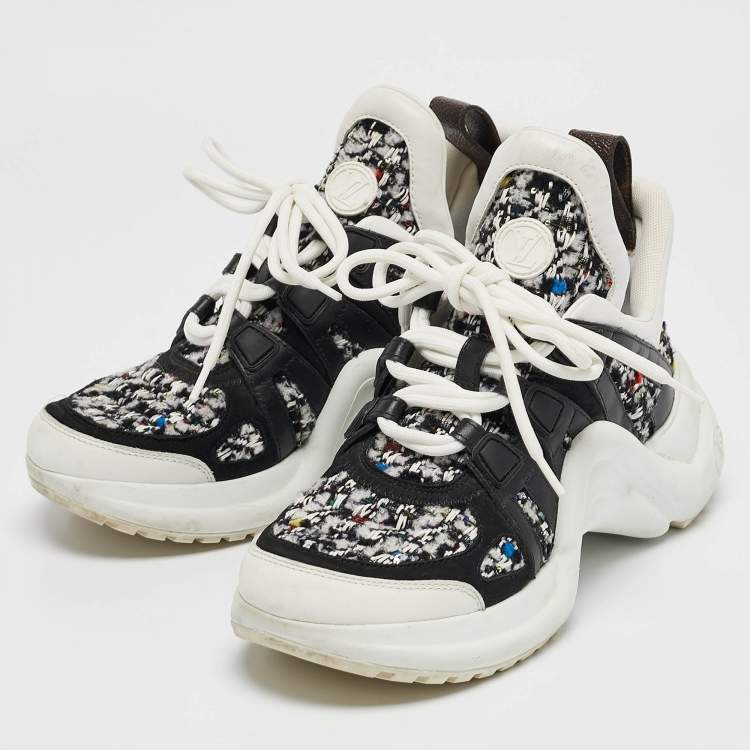 Pre Owned Louis Vuitton Multicolor Tweed and Leather Archlight Sneakers Size 35..5