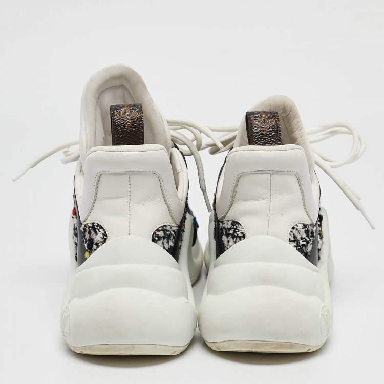 Pre Owned Louis Vuitton Multicolor Tweed and Leather Archlight Sneakers Size 35..5