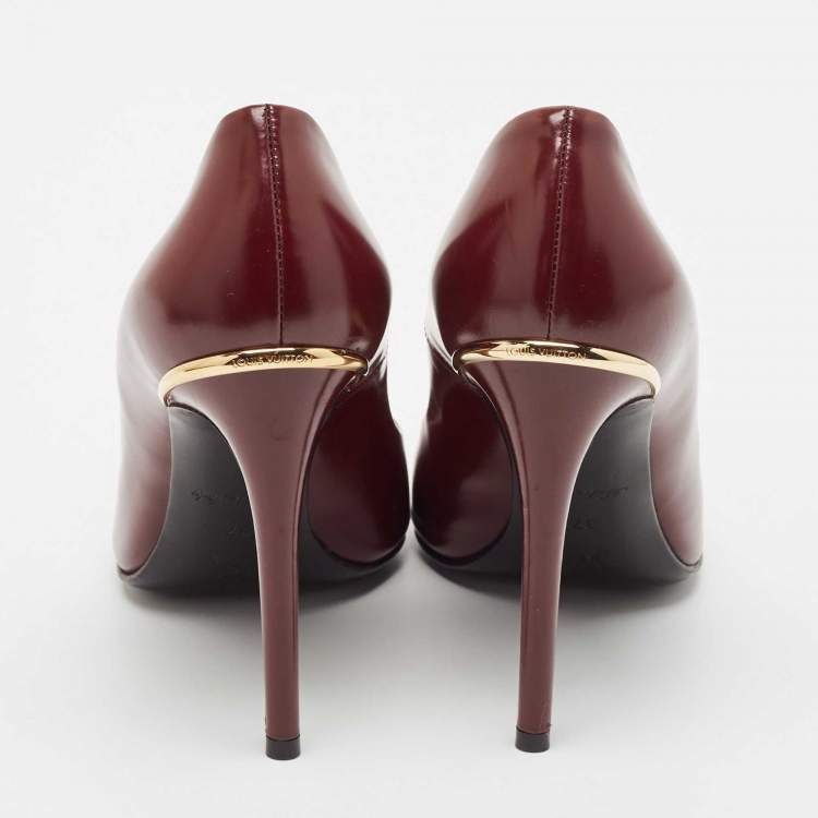 Pre Owned Louis Vuitton Burgundy Leather Eyeline Pointed Toe Pumps Size 37