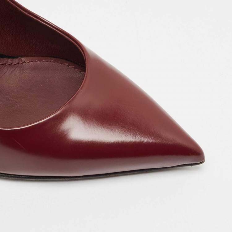 Pre Owned Louis Vuitton Burgundy Leather Eyeline Pointed Toe Pumps Size 37