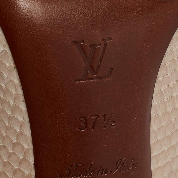 Pre Owned Louis Vuitton Grey Python Leather Eyeline Pumps Size 37.5