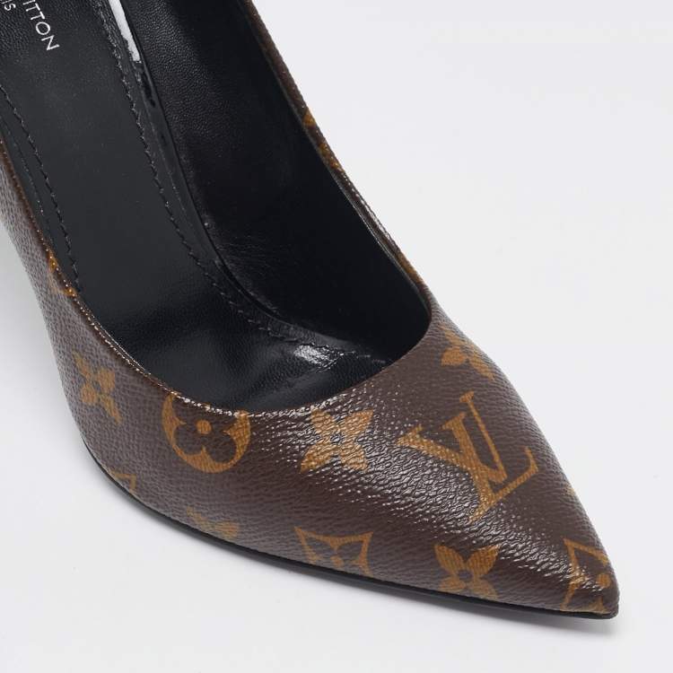 Pre Owned Louis Vuitton Monogram Canvas and Patent Leather Chérie Pumps Size 37.5