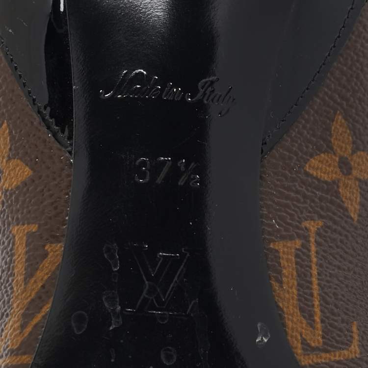 Pre Owned Louis Vuitton Monogram Canvas and Patent Leather Chérie Pumps Size 37.5