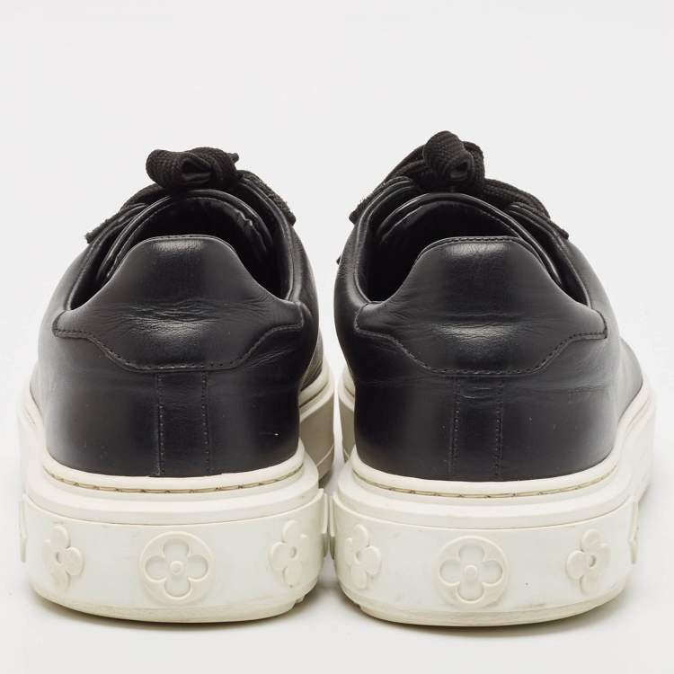 Pre Owned Louis Vuitton Black Leather Time Out Low Top Sneakers Size 38.5