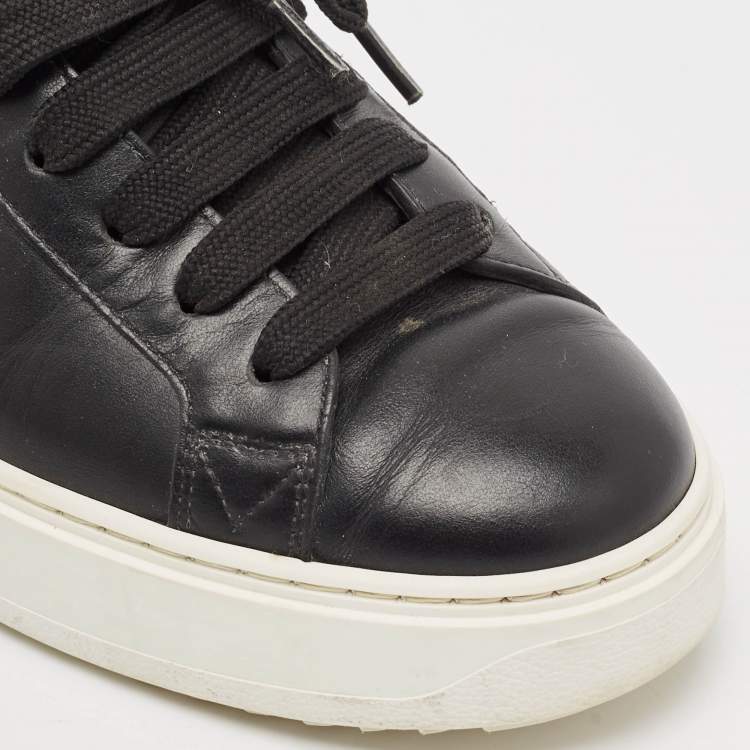 Pre Owned Louis Vuitton Black Leather Time Out Low Top Sneakers Size 38.5