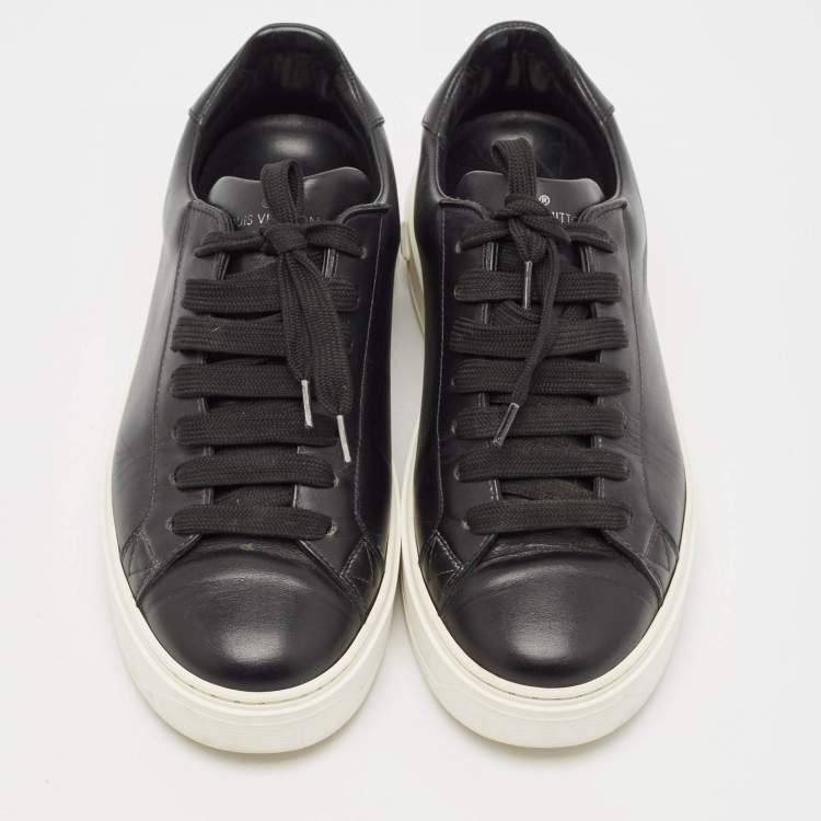 Pre Owned Louis Vuitton Black Leather Time Out Low Top Sneakers Size 38.5