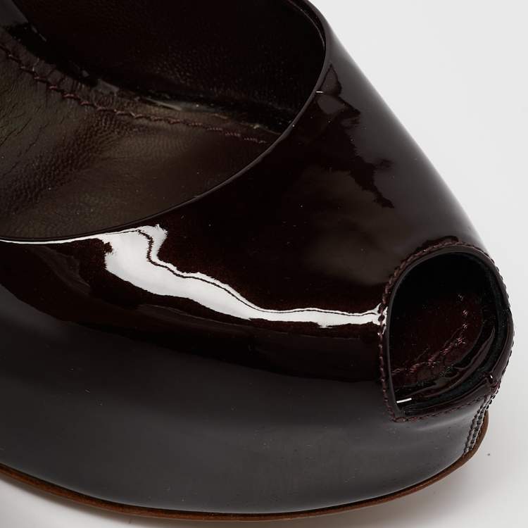Pre Owned Louis Vuitton Burgundy Patent Leather Oh Really! Pumps Size 38