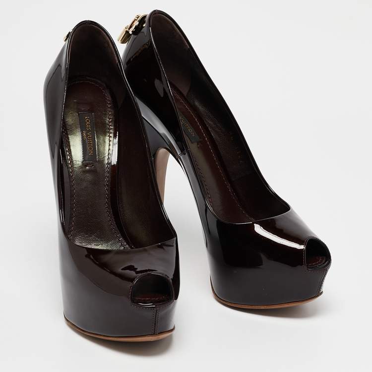 Pre Owned Louis Vuitton Burgundy Patent Leather Oh Really! Pumps Size 38