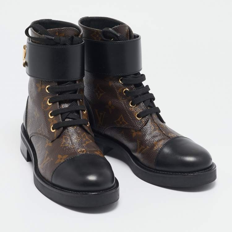 Pre Owned Louis Vuitton Monogram Canvas and Leather Wonderland Ranger Combat Boots Size 37