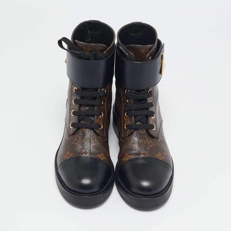 Pre Owned Louis Vuitton Monogram Canvas and Leather Wonderland Ranger Combat Boots Size 37
