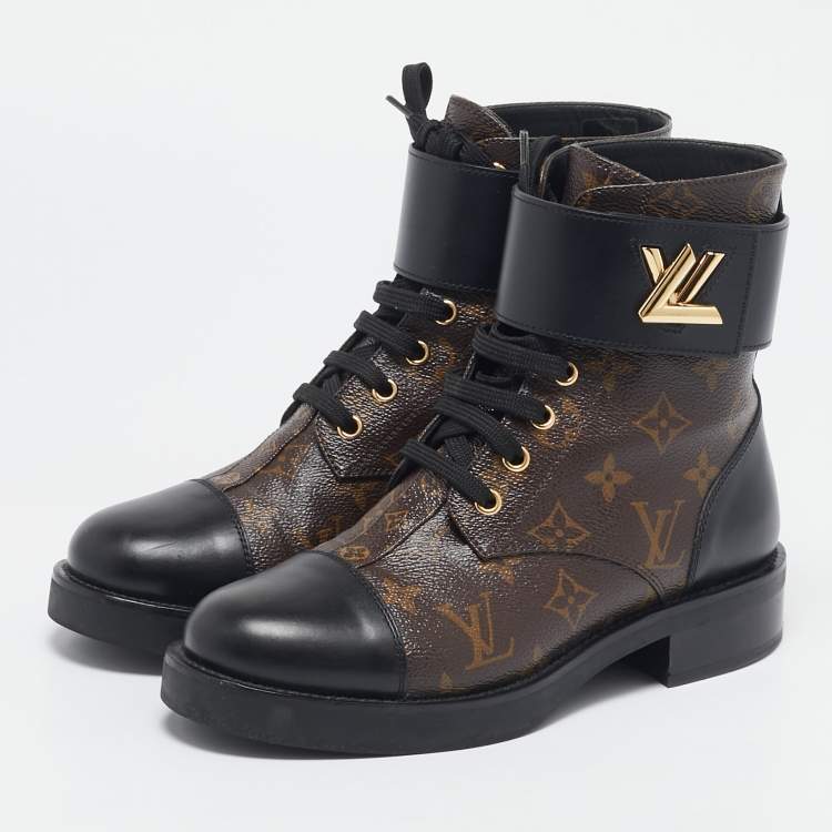 Pre Owned Louis Vuitton Monogram Canvas and Leather Wonderland Ranger Combat Boots Size 37