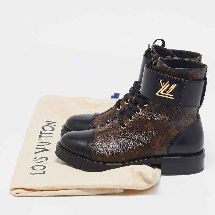 Pre Owned Louis Vuitton Monogram Canvas and Leather Wonderland Ranger Combat Boots Size 37