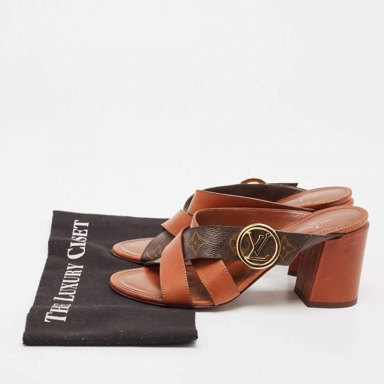 Pre Owned Louis Vuitton Brown Monogram Canvas and Leather Horizon Sandals Size 39