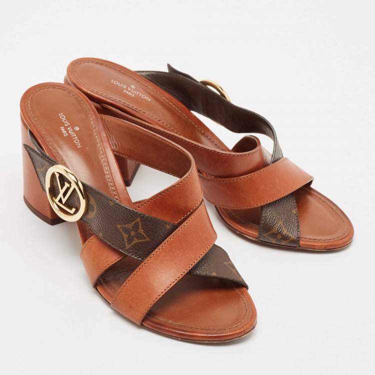 Pre Owned Louis Vuitton Brown Monogram Canvas and Leather Horizon Sandals Size 39