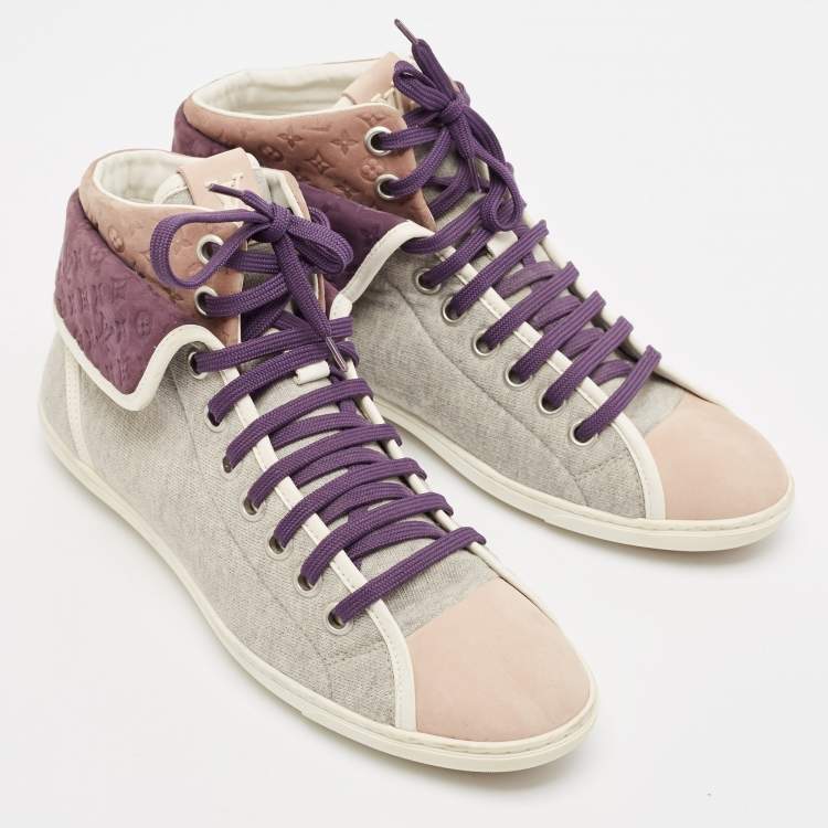 Pre Owned Louis Vuitton Multicolor Suede and Fabric Brea High Top Sneakers Size 39