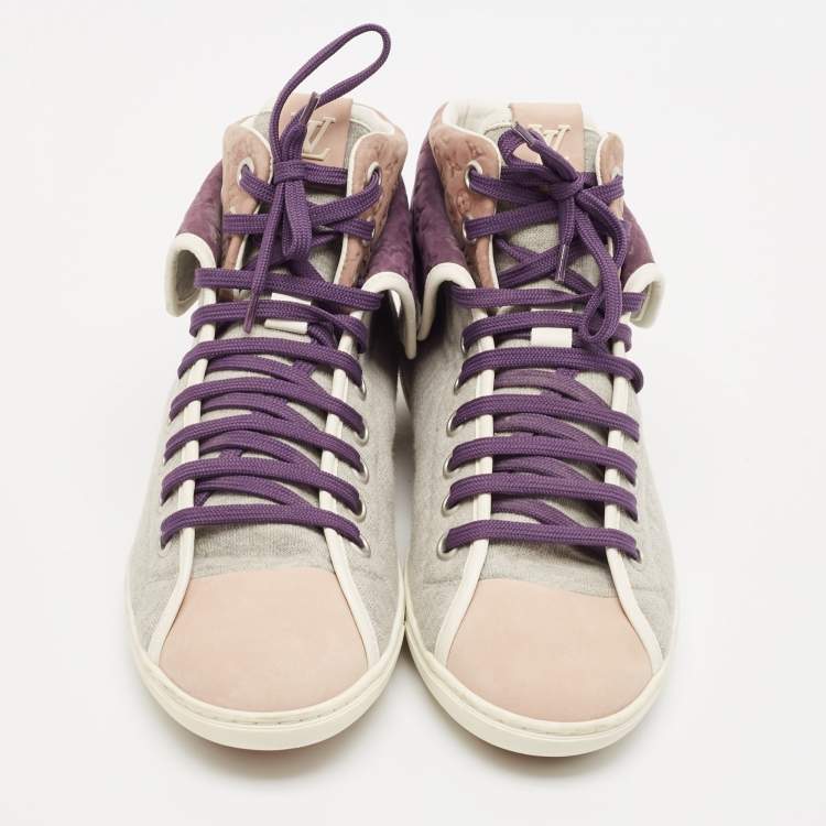 Pre Owned Louis Vuitton Multicolor Suede and Fabric Brea High Top Sneakers Size 39