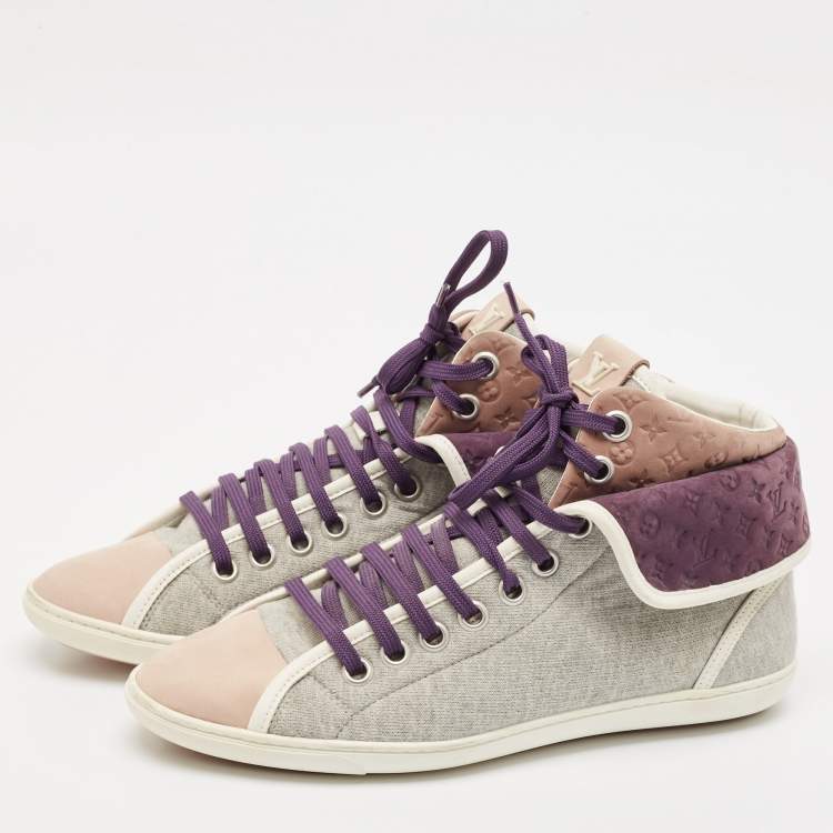 Pre Owned Louis Vuitton Multicolor Suede and Fabric Brea High Top Sneakers Size 39