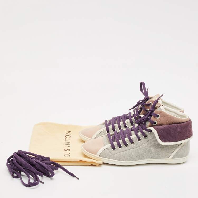 Pre Owned Louis Vuitton Multicolor Suede and Fabric Brea High Top Sneakers Size 39