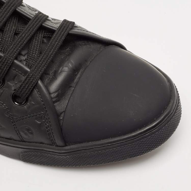 Pre Owned Louis Vuitton Black Leather and Rubber Punchy High Top Sneakers Size 39