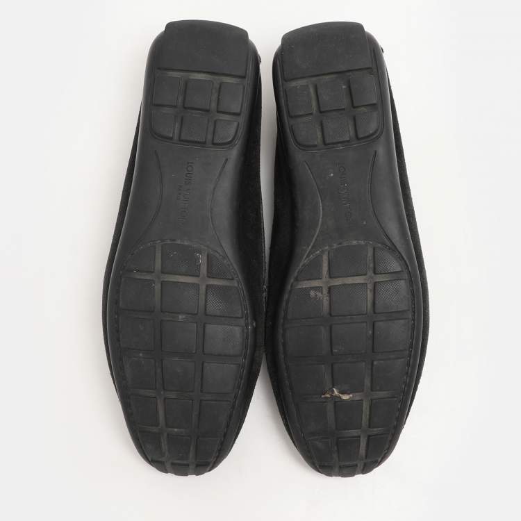 Pre Owned Louis Vuitton Black Suede Initiales Loafers Size 36.5