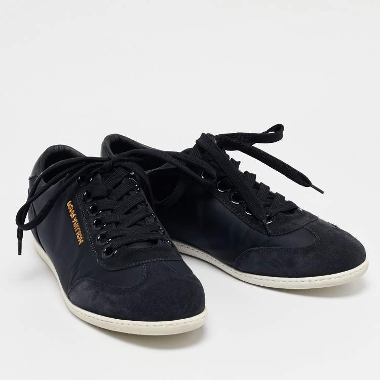 Pre Owned Louis Vuitton Navy Blue Suede and Nylon Low-Top Sneakers Size 39
