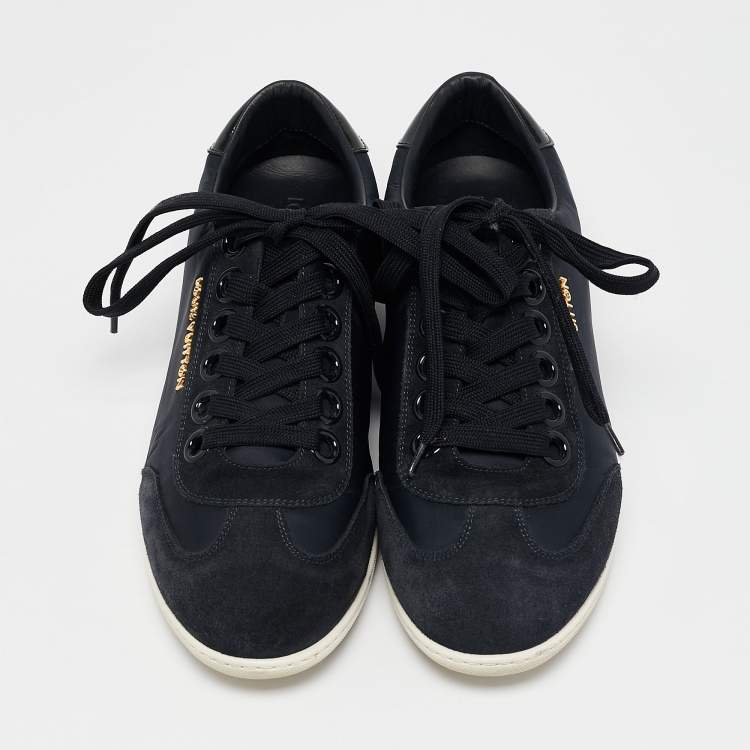 Pre Owned Louis Vuitton Navy Blue Suede and Nylon Low-Top Sneakers Size 39