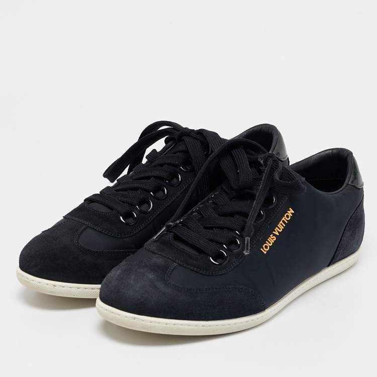 Pre Owned Louis Vuitton Navy Blue Suede and Nylon Low-Top Sneakers Size 39