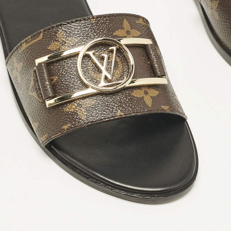 Pre Owned Louis Vuitton Monogram Canvas Lock It Flat Slides Size 41