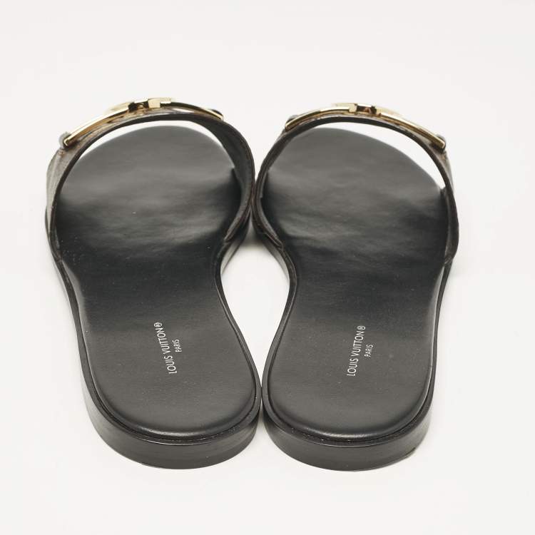 Pre Owned Louis Vuitton Monogram Canvas Lock It Flat Slides Size 41
