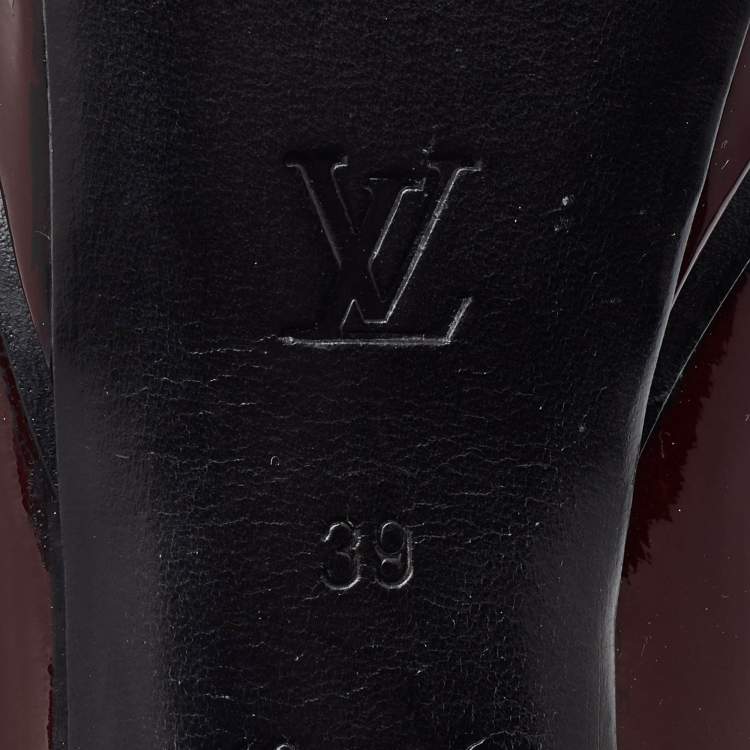 Pre Owned Louis Vuitton Burgundy Patent Leather Eyeline Platform Pumps Size 39