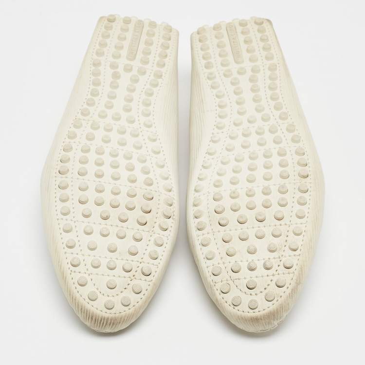 Pre Owned Louis Vuitton Cream Nubuck Leather Lombok Slip On Loafers Size 41