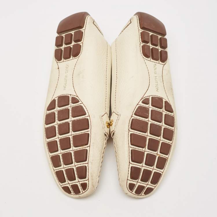 Pre Owned Louis Vuitton Cream Leather Oxford Loafers Size 40