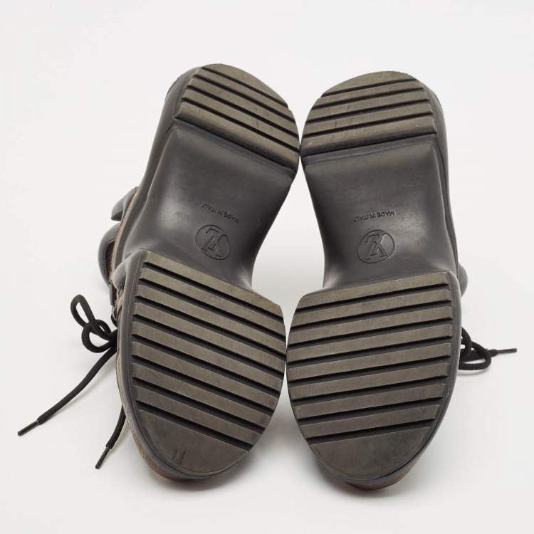 Pre Owned Louis Vuitton Black/Brown Mesh and Monogram Canvas Archlight Sneakers Size 37.5